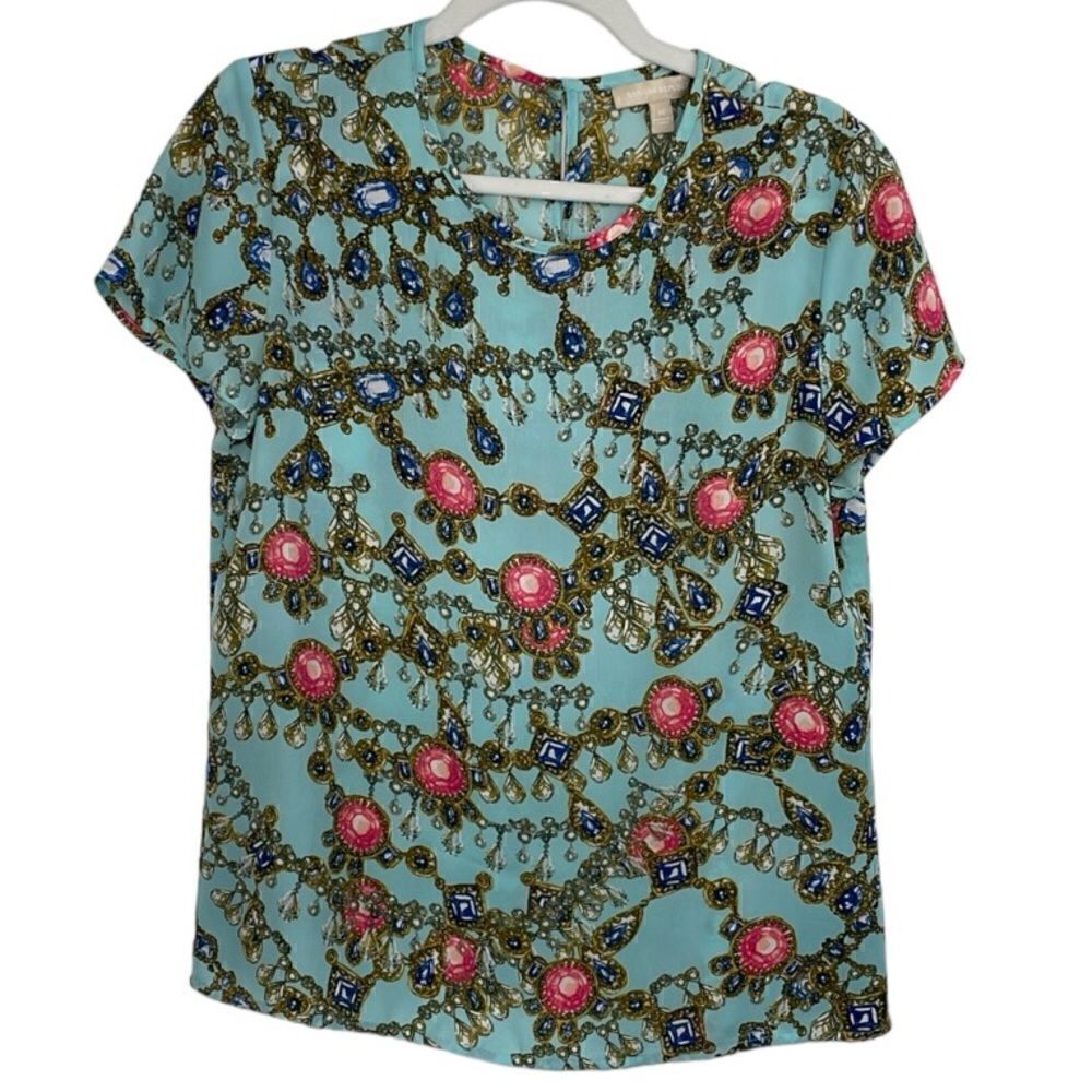 Banana Republic Multicolored Jewel Print Short Sleeve size Medium